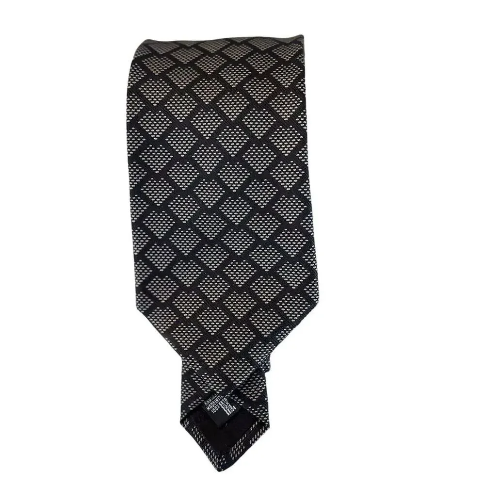 Giorgio‎ Armani Vintage Men's black Silver Geometric Silk Tie Made in Italy - Picture 15 of 15